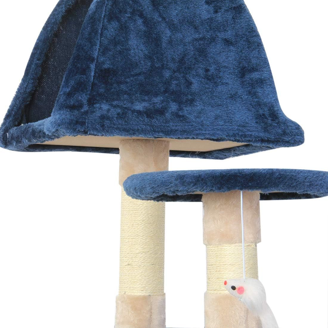 Cat Tree Flannelette Cat Climber Pet Condo Furniture Multi-Level Activity Tree with Sisal Scratching Posts Suitable for Cats and Kittens 51 Inches High Blue