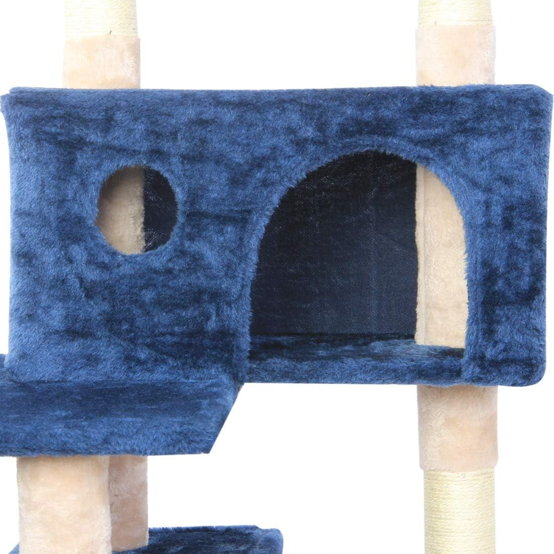 Cat Tree Flannelette Cat Climber Pet Condo Furniture Multi-Level Activity Tree with Sisal Scratching Posts Suitable for Cats and Kittens 51 Inches High Blue